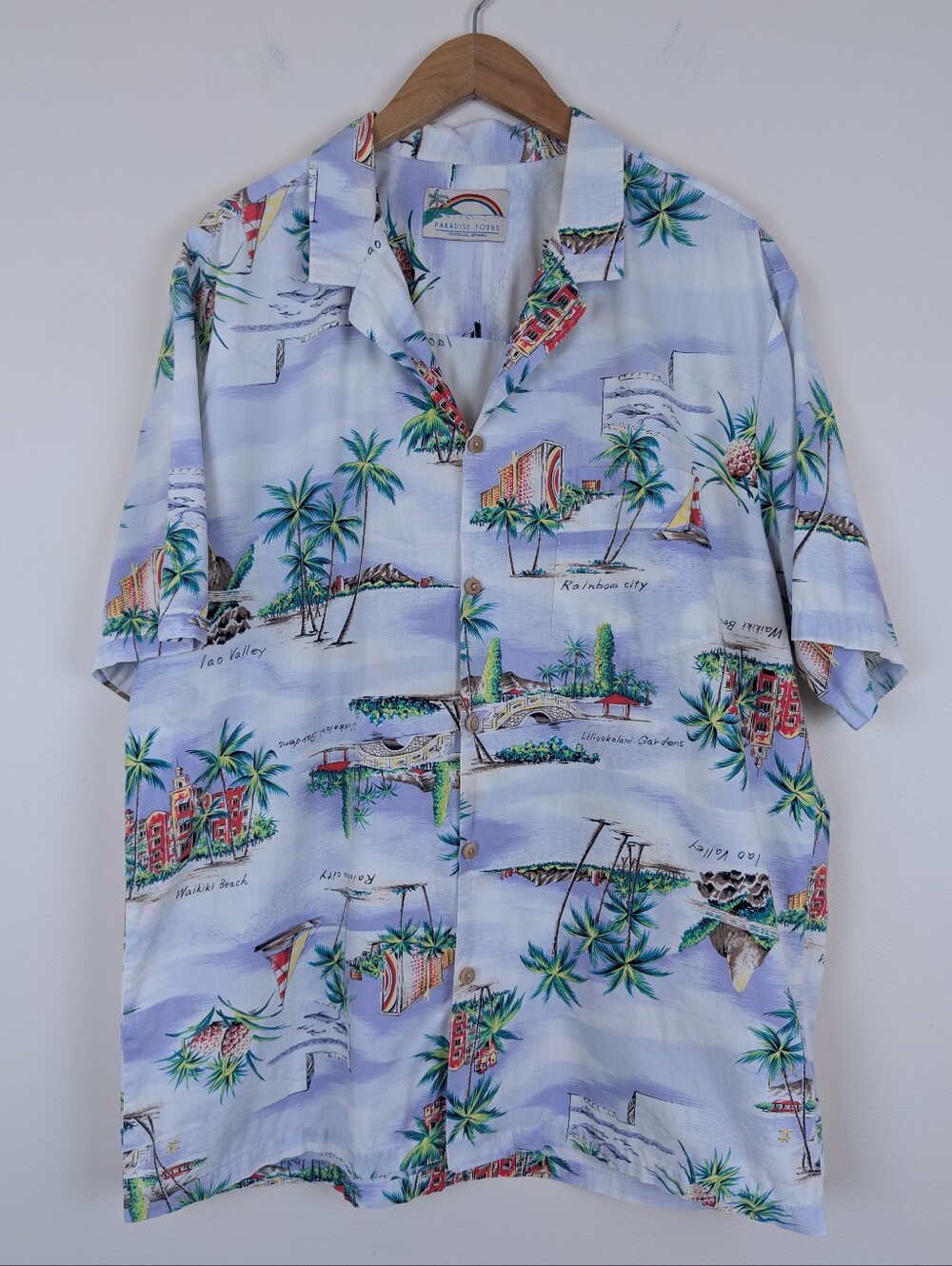 Paradise Found Short Sleeve Hawaiian Island Print Shirt